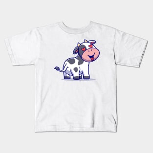 Cute Cow Falling In Love Cartoon Kids T-Shirt